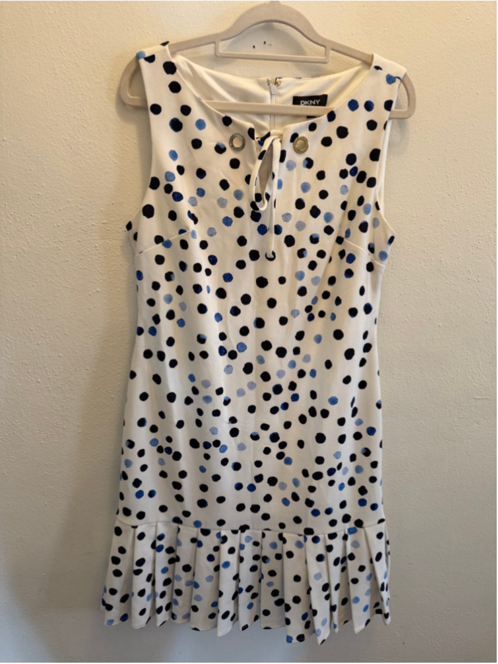 DKNY Polka Dot White Dress Size 10